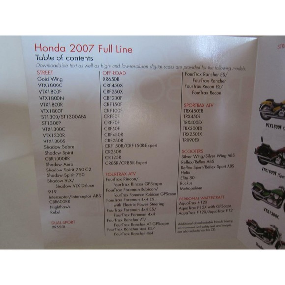 Honda Motors Division Redbook CD for press 2007 Street OFF Road ATV Scooters - Picture 6 of 11